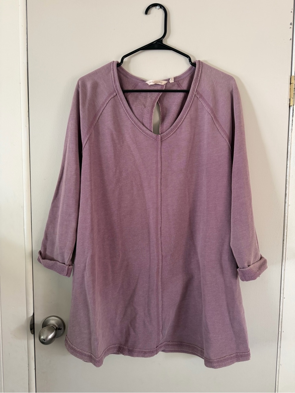 Soft Surroundings Mauve V‑Neck Long Sleeve Tunic